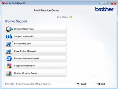 Chapter 1 Accessing Brother Support (Windows ) 1 You can find all the contacts you will need, such as web support (Brother Solutions Center), Customer Service and Brother Authorized Service Centers