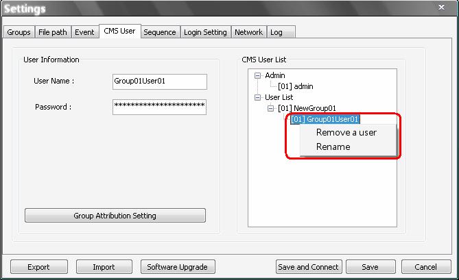 Right Click on <Group01User01> to remove a user or rename the username.