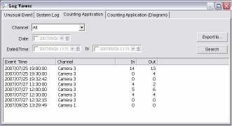 7. Log Viewer 7.3 Counting Application Display the history of Counting Application during a given time period.