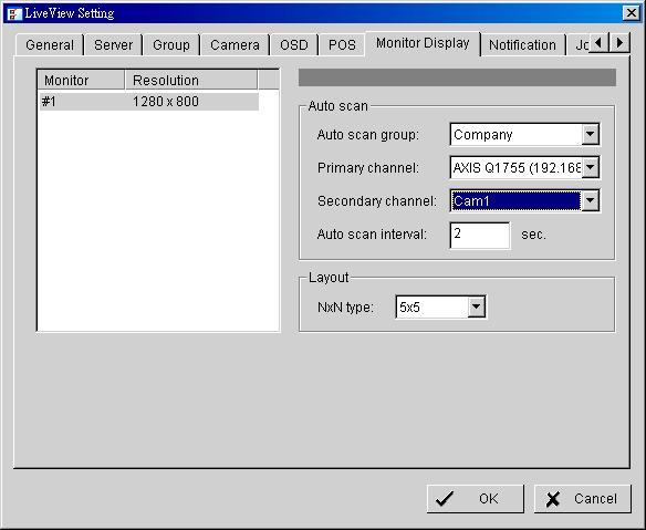 9. Remote Live Viewer 9.1.7 Monitor Display Setting Activate auto scan to rotate the channels/ cameras on screen. Note: 1.