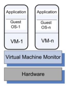 Traditional virtual machines The VMM supports multiple virtual machines and