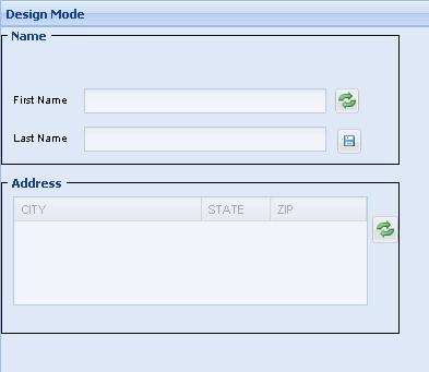 The list view appears as: Figure 54: Address List View and Refresh Button 3. Add and configure the save button to the Address group.