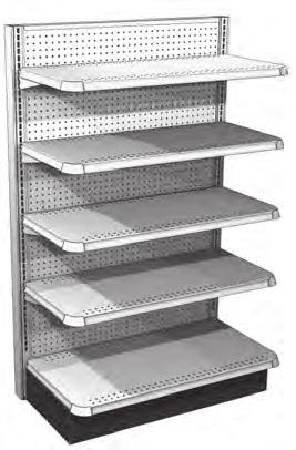 CONTOURED END DISPLAY Same as Wall End Display, except uses Contoured End Decks, Contoured End Shelves, and Contoured Base Bracket End Trims Order Shelves separately Order Gap Filler separately when
