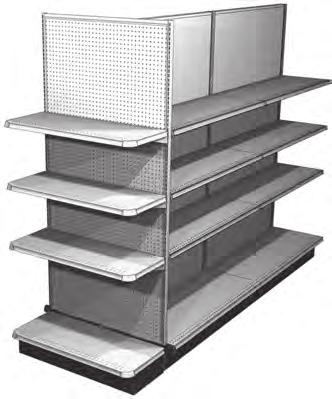 angles attach bottom of Panel to Base End Trim and are available in CHR only When End Merchandising Panels are used on a fixture where the first shelving section behind the EMP/OEMP is not equipped