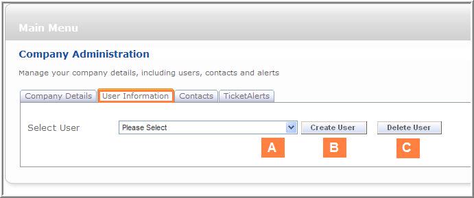 3 / 5 5. Company Admin User Information - Select the User Information tab.