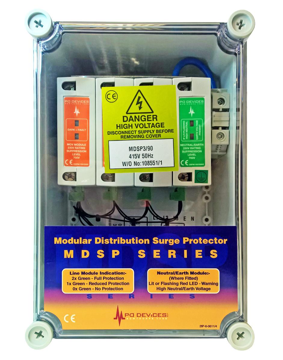 These modular distribution panel protectors for three phase power systems are designed to prevent damage to electrical distribution systems from mainsborne transient voltages which can occur as the