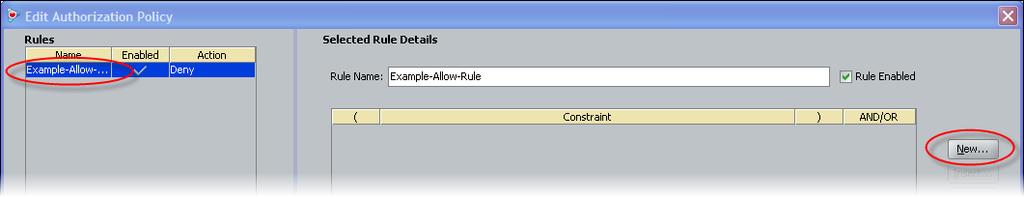 -76-6. With your rule selected, go to the buttons to the right of the Constraint list and click New, as shown below. 7. In the Constraint Details window, do the following.