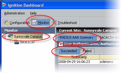 -82- example), click RADIUS AAA Summary, and click either Succeeded of Failed.