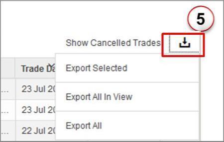(Note: this functionality is currently only available for Rates & Credit trades) 3. Submit Selected Trades Select this option to submit individual trade(s) that you have highlighted in the blotter 4.