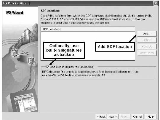 Here is the screen showing the currently configured SDF locations. You may configure more than one SDF location by clicking the Add button.