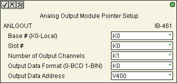 hapter : Intelligent ox (Iox) - nalog Helper S HPP nalog Output Module Pointer Setup (NLG) (I-) nalog Output Module Pointer Setup generates the logic to configure the pointer method for one analog