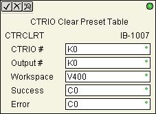 hapter : Intelligent ox (Iox) - ounter S HPP TRIO lear Preset Table (TRLRT) (I-) TRIO lear Preset Table will clear the RM based Preset Table on a leading edge transition N/ to this Iox.