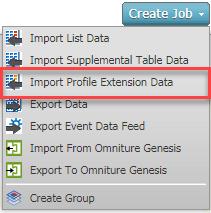 2. Click the Create Job button, and then select Import Profile