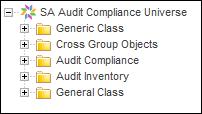 SA Audit Compliance Universe SA Audit Compliance Universe The Server Automation (SA) Audit Compliance Universe defines classes that contain typical SA objects related to audit compliance.