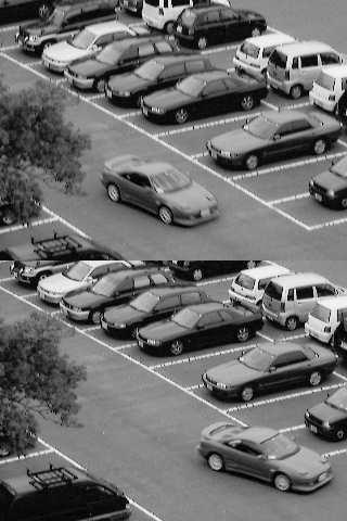 (b) 2D translational segmentation a car leaving a parking lot. (c) 2D translational segmentation of head moving sequence. 2% random correspondences are added as outliers.