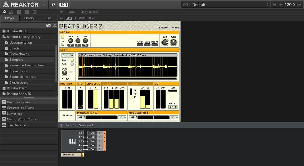 Getting to Know REAKTOR File Types and Hierarchy A REAKTOR Ensemble containing one Instrument Information about Ensembles can be found in the Getting Started and Diving Deeper documents.