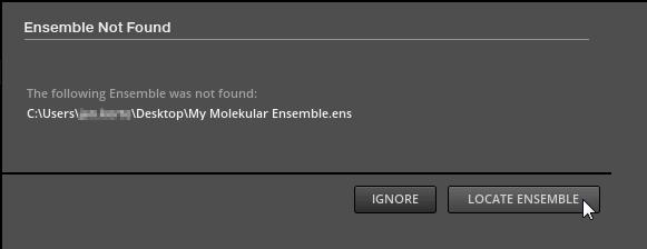 possible for the link to the Ensemble to become broken, for example if you rename the folder where the Ensemble is located.