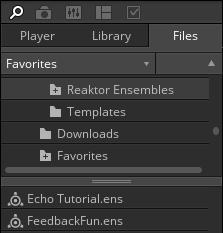 Browsing and Loading Ensembles The REAKTOR Browser Files: This tab consists of a file browser that is not bound to any specific location on your computer.