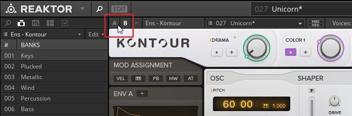 Instrument Basics A/B View 6.1 A/B View REAKTOR Instruments can have two different Panel layouts, which are called the A view and the B view. Not all Instruments use this feature.