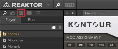 Controlling REAKTOR Connection Manager To view the Connection Manager, click on the Side Pane tab with the