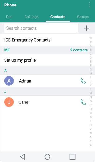 Contacts Screen Layout The following illustration show s your Contacts app layout and describes the various features.