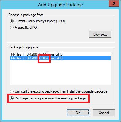IMPORTANT: Make sure to select the "Package can upgrade over the existing package" option.