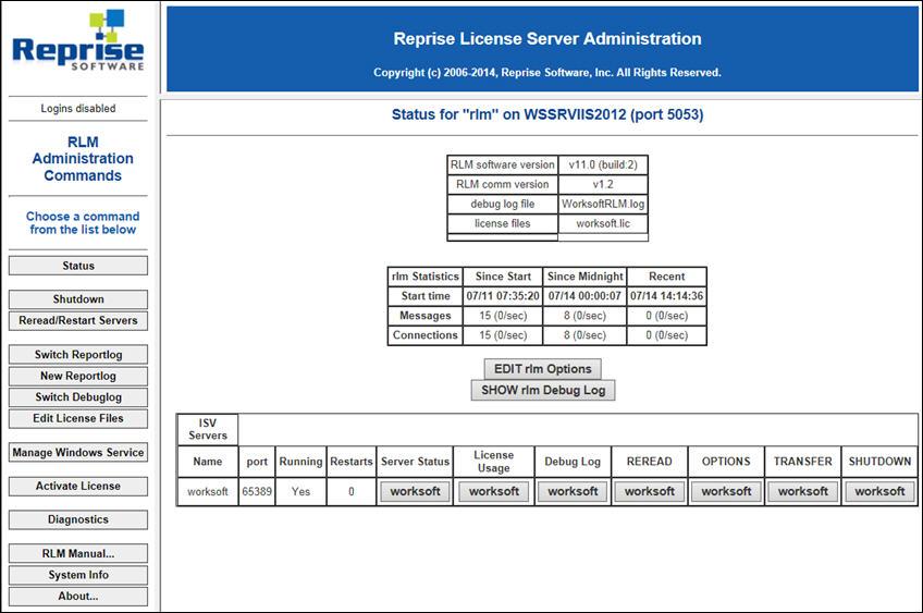 Viewing License Usage The Status screen appears. 3 In the table at the bottom of the screen, click the server name in the License Usage column.