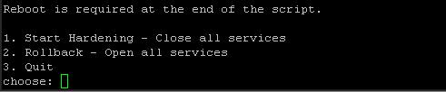 Choose option 2. Note: If the EMS server is in an advanced hardened status (i.e., the script emsadvancedharden.