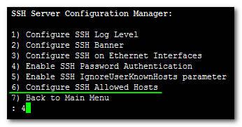 IOM Manual 10. EMS Server Manager 10.3.5.6 Configure SSH Allowed Hosts This option enables you to define which hosts are allowed to connect to the EMS server via SSH.
