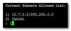 Element Management System Server 10.3.5.6.6 Remove Host/Subnet from Allowed Hosts Remove Subnet This option enables you to remove a subnet mask from the Allowed Hosts list.