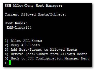 IOM Manual 10. EMS Server Manager 10.3.5.6.7 Add Host/Subnet to Allowed Hosts Add Host Name This option enables you to append the name of a host to the allowed Hosts list.