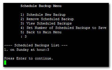 already configured backup sessions.