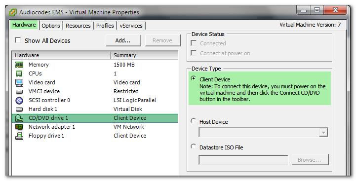 platform. To upgrade the EMS server on the VMware platform: 1. Insert the vems installation DVD into the disk reader on the PC with the installed vsphere client. 2.