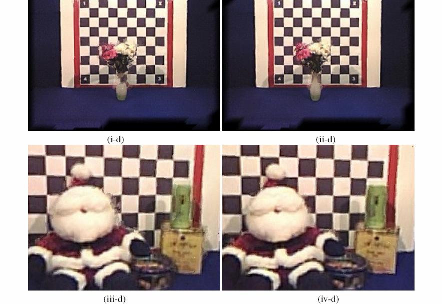 (iv) Santa scene, cameras are self-reconfigured (20 epochs). (a) The camera arrangement. (b) Reconstructed depth map.