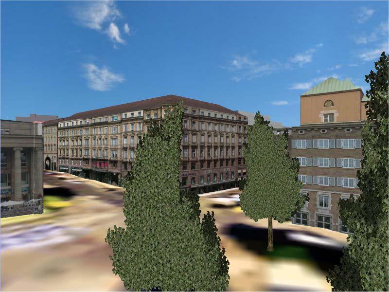 Figure 6. 3D city model rendered in the real-time visualization environment.