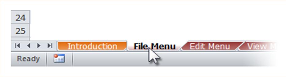 Excel: Menu to ribbon reference To view Office 2003 menu and toolbar commands and their Office 2010 equivalents, click a worksheet tab at the bottom of the window.