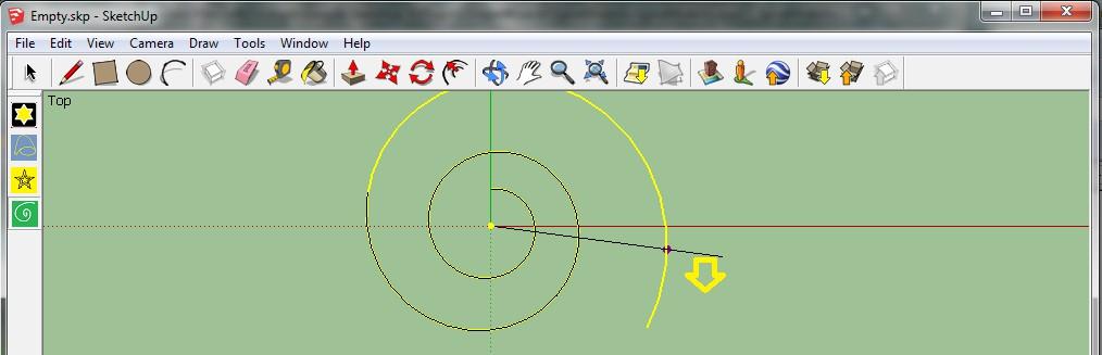 Push down the left mouse button and drag-rotate the radius clock-wise