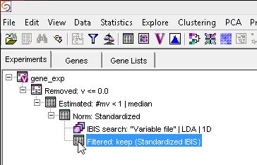 Using the IBIS Classifier Search feature, you have now condensed the dataset down to 1000 genes that best fit the experimental variables. This will help the downstream analyses be more effective.