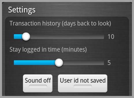 Settings Assorted settings are available on this page. Transaction history (days back to look): Number of days that history in the Available Balance screen is defaulted to.