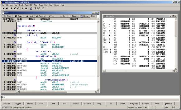 Debugger with HDL Simulator TRACE32 Config String: sys.