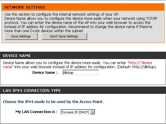 LAN Connection Type: Select DHCP to automatically