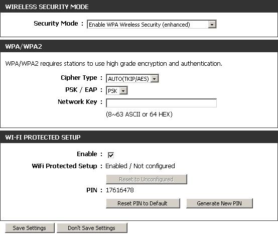 Section 4 - Security Configure WPA/WPA2 It is recommended to enable encryption on your wireless access point before your wireless network adapters.