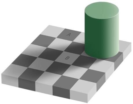 CHAPTER 1. INTRODUCTION Figure 1.4: Shadow-based optical illusions. The left image is the famous checkerboard illusion, squares A and B are in fact the same color.