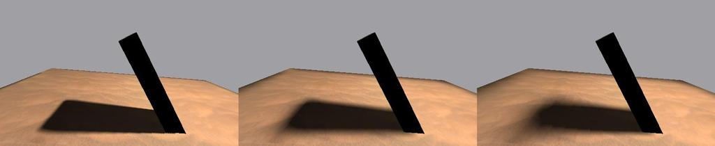 CHAPTER 3. SOFT SHADOW ALGORITHMS Figure 3.4: Percentage closer soft shadows with different size area light sources. The size of the area light source increases moving from left to right.