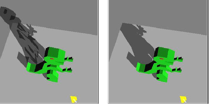 Improving Planar Projected Shadows with Stencil Set the stencil on for the pixels of the floor Only render the shadows on pixels that the stencil is on Once a shadow is rendered, the