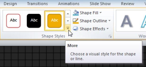 To change the button style or color, use the tools in the Shape Styles group. 4.
