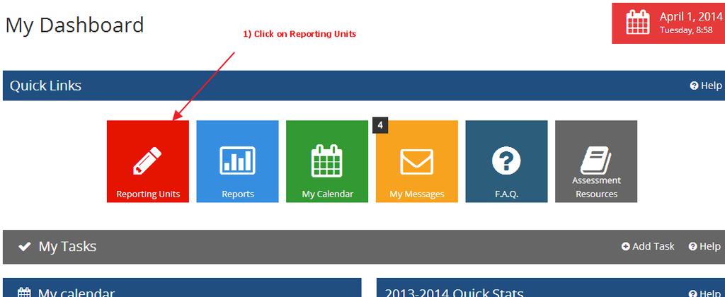 you. The left side of the page will display a clickable list of your reporting units.