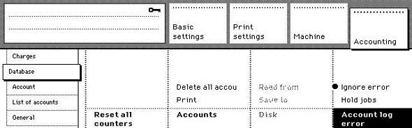 Before you begin 1 Enter the key operator system. Illustration [76] Change the account-log mode [76] Change the account-log mode Changing the account-log mode 1 Activate the 'Accounting' section.