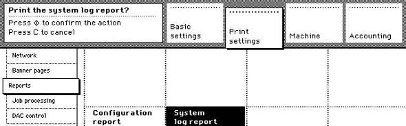 Print the DAC reports Introduction The DAC reports list the configuration or system logs. You can print these reports. Before you begin 1 Enter the key operator system.