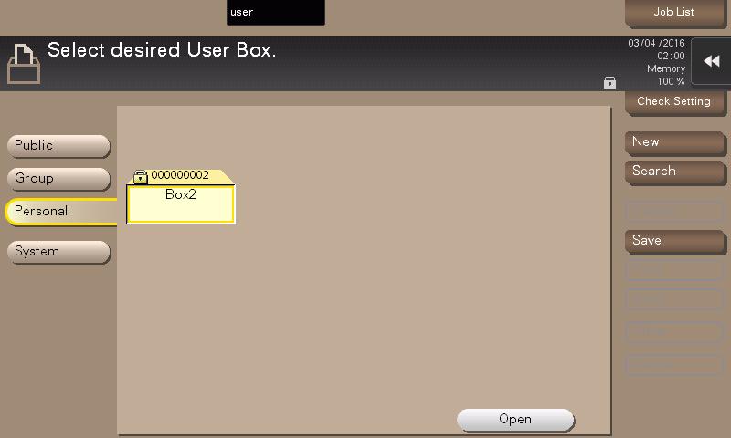 3.4 User Box Function 3 3.4.3 Accessing the User Box and User Box file <From the Control Panel> 0 For the logon procedure, see page 3-.